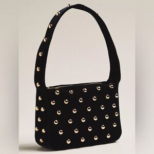 Anthropologie Studded Velvet Shoulder Bag
